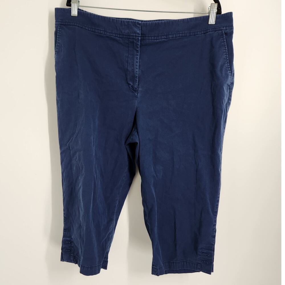 Talbots Navy Blue Cropped Capri Pants Womens Plus Size 18W